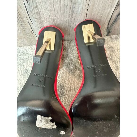 JESSICA RICH Monaco Ankle Strap Sandal in Red Size 38 7.5 - Picture 6 of 9